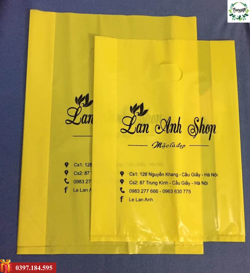 In túi nilon màu vàng cho cửa hàng quần áo