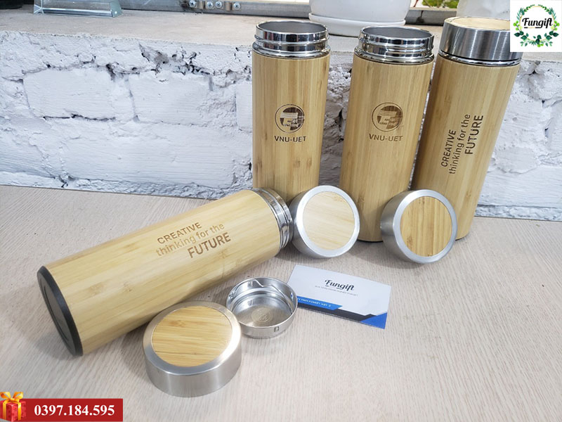 Bình giữ nhiệt gỗ khắc tên