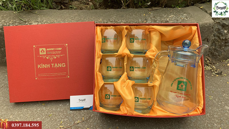 Bộ cốc thủy tinh in logo thương hiệu