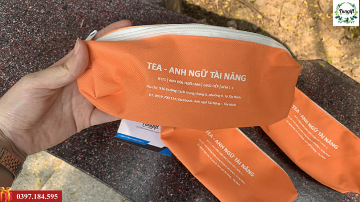 Túi đựng bút vải canvas in logo