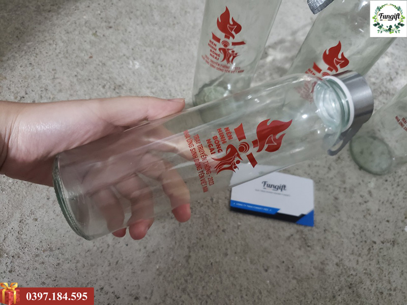 Bình thủy tinh 500ml in logo