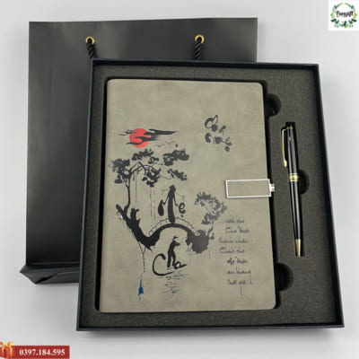 Sổ da bút ký in logo làm quà tặng