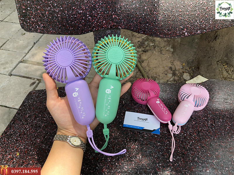 Quạt mini tích điện cầm tay in logo doanh nghiệp