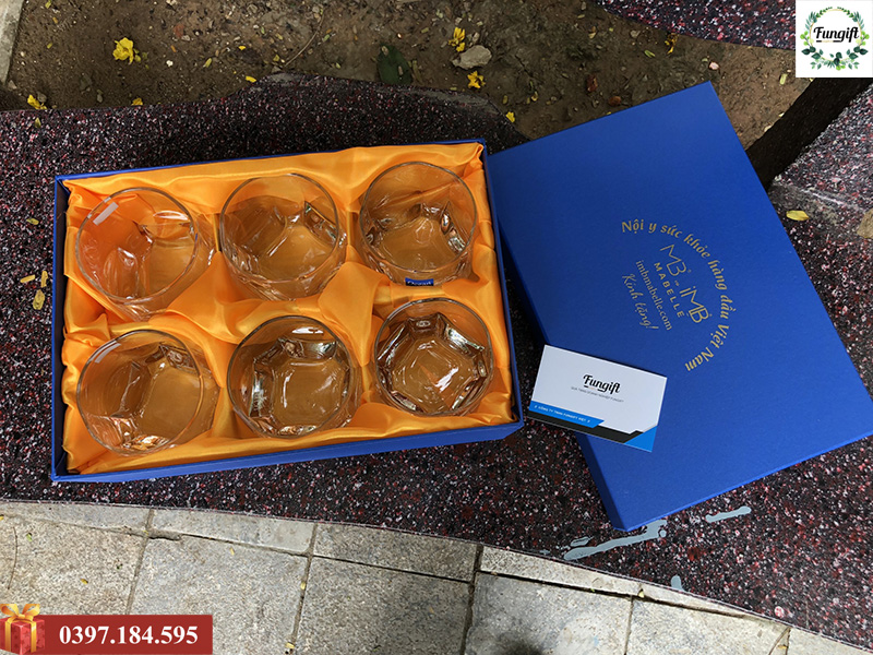 Set hộp quà tặng cốc thủy tinh in theo yêu cầu