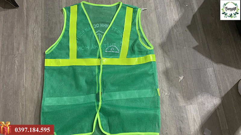 Áo lưới phản quang công trình in logo
