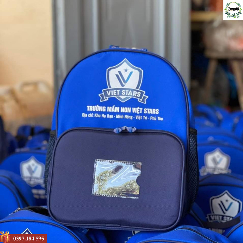 Balo mầm non in logo trường học cho bé