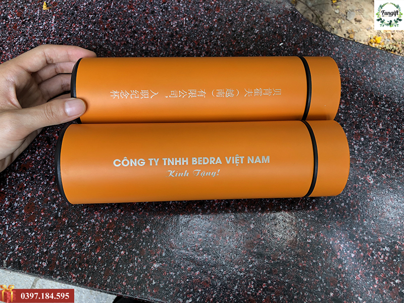 Bình giữ nhiệt khắc logo công ty bedra Việt Nam