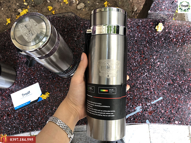 Bình giữu nhiệt kim loại in khắc theo yêu cầu