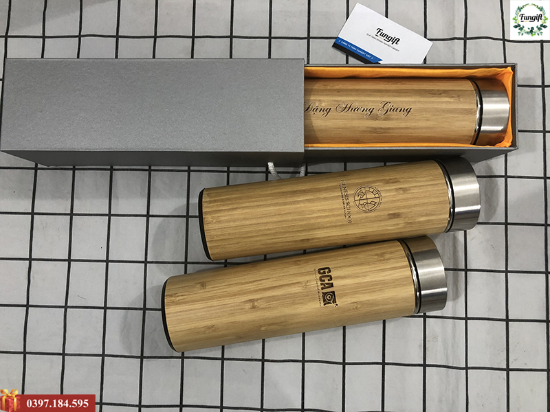 Bình giữ nhiệt tre khắc laser