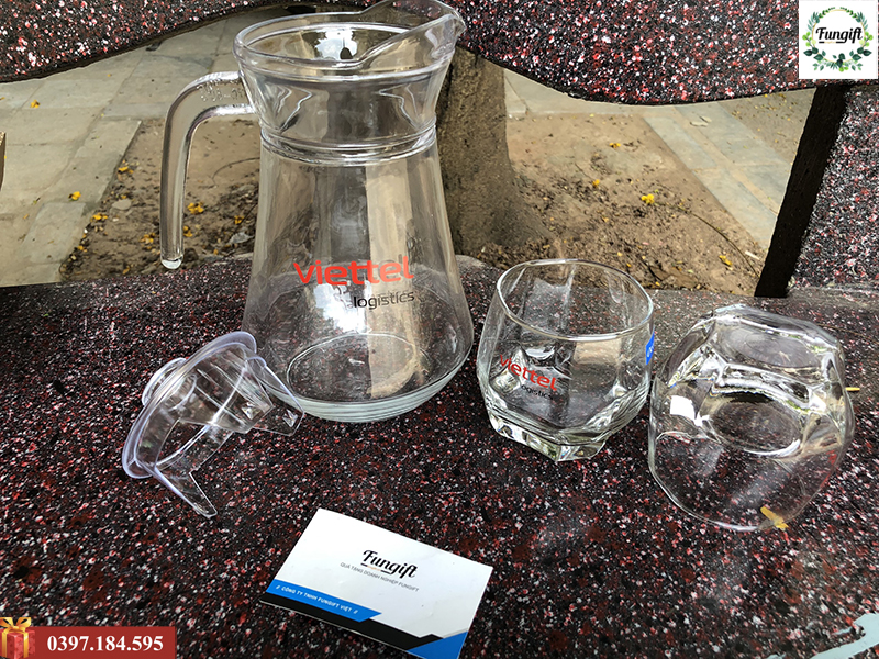 Bộ bình ly thuỷ tinh ocean in logo