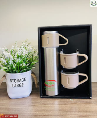 Bộ bình cốc giữ nhiệt in logo thương hiệu