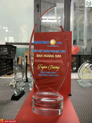 In cúp pha lê làm quà tặng