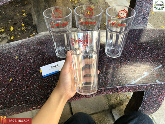 Ly thủy tinh 300ml in logo làm quà tặng