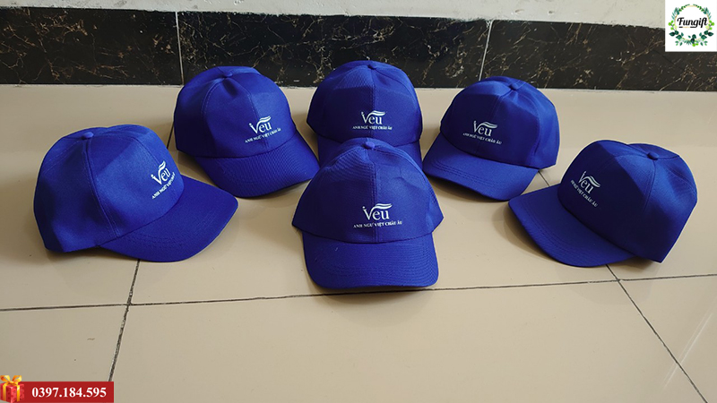 Mẫu mũ lưỡi trai in logo VEU - Anh ngữ Việt Châu Âu