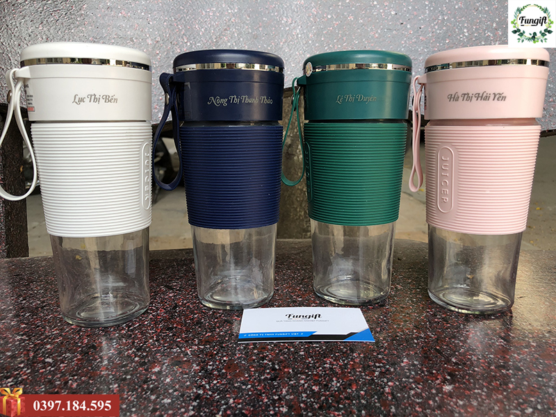 Máy xay mini cầm tay khắc tên lên quà tặng công đoàn