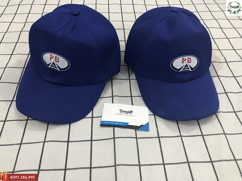 Mũ lưỡi trai màu xanh in logo theo yêu cầu