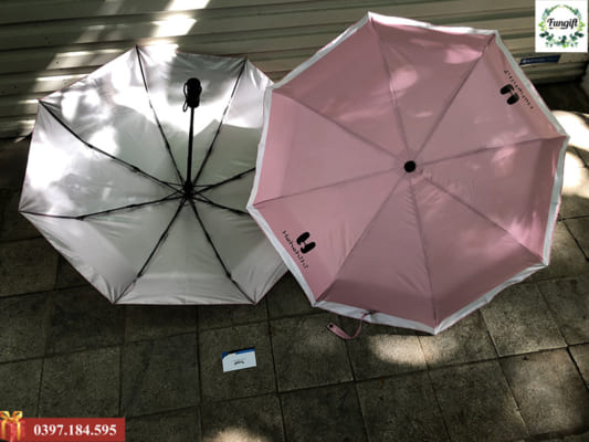 Ô cầm tay mix màu hồng trắng in logo BoHee