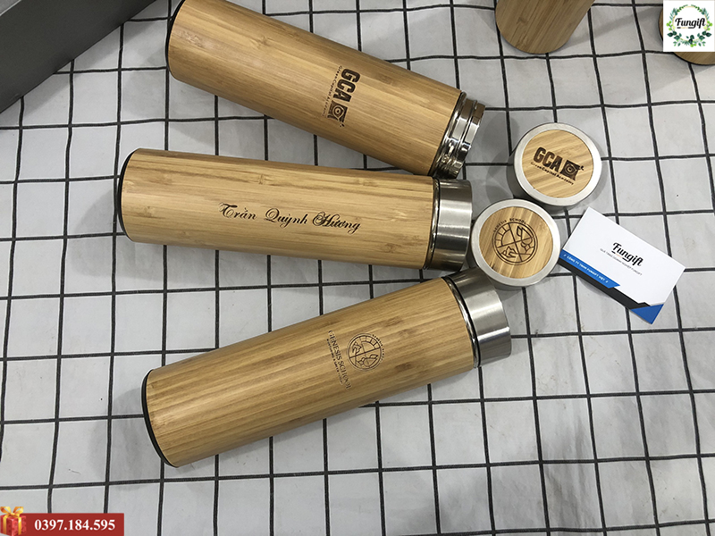 Quà tặng bình giữ nhiệt vỏ tre 500ml
