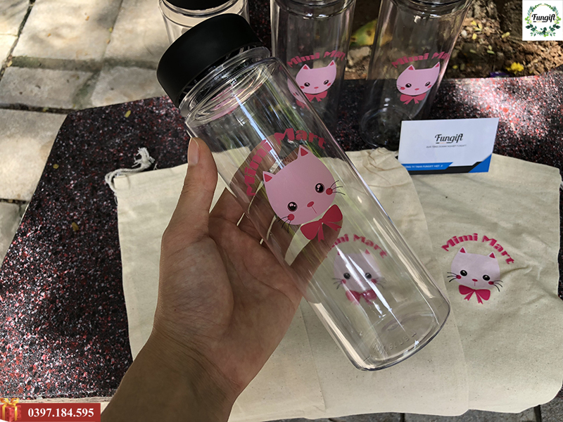 set quà tặng bình nước và túi đựng in logo