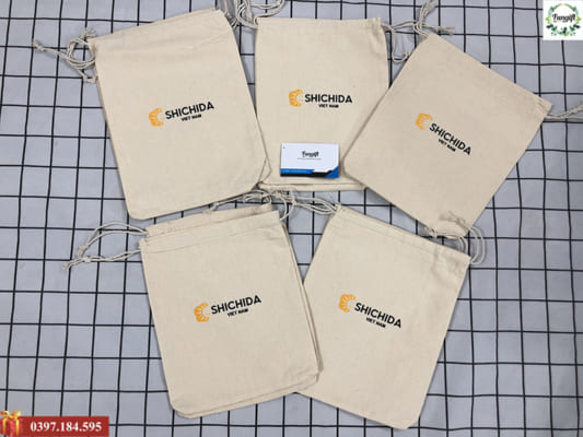 Túi vải dây rút in logo Shichida