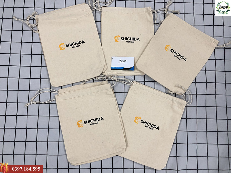 Túi vải dây rút in logo Shichida