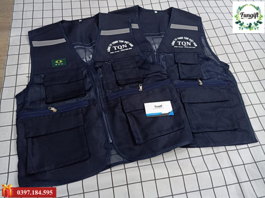 Áo gile phối lưới cao cấp in logo
