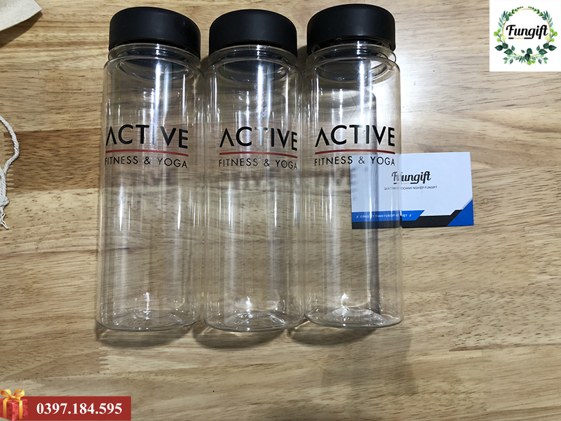 Bình nước nhựa 500ml in logo Active Fitness & Yoga