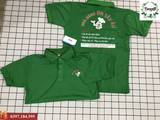In áo đồng phục nhà hàng in logo theo yêu cầu