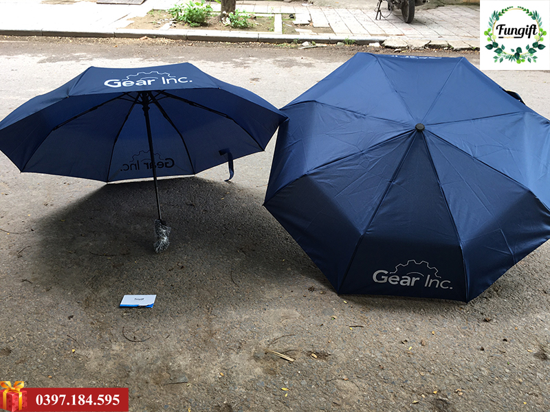 Ô dù gấp 3 tự động 2 chiều in logo Gear Inc