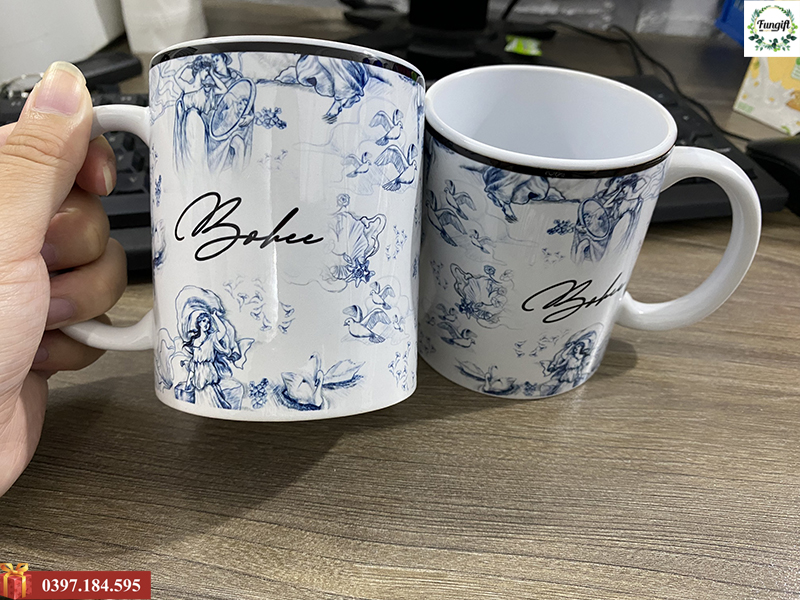 Quà tặng cốc sứ in hình