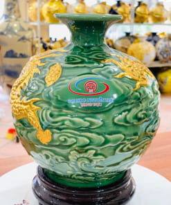 Bình hút tài lộc đắp nổi dát vàng