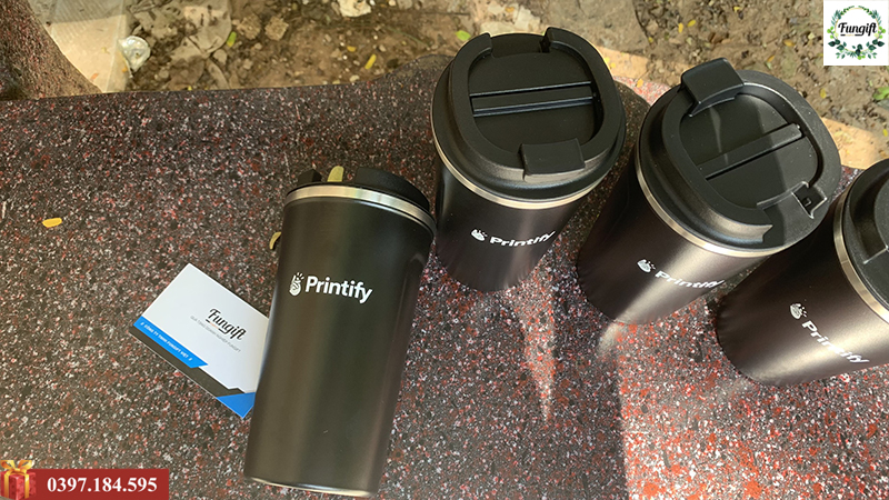 Cốc giữ nhiệt coffee in logo Printify làm quà tặng