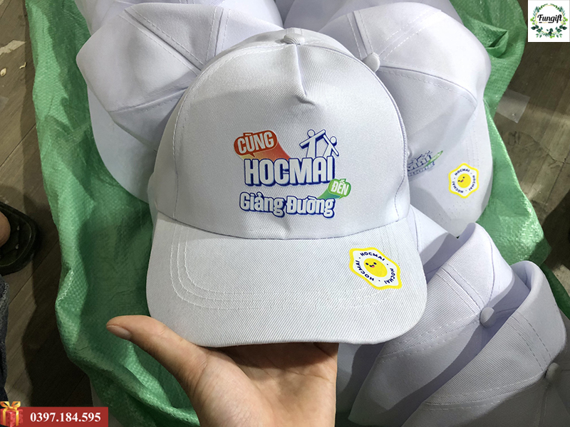 Mũ lưỡi trai in logo cho Hocmai.vn