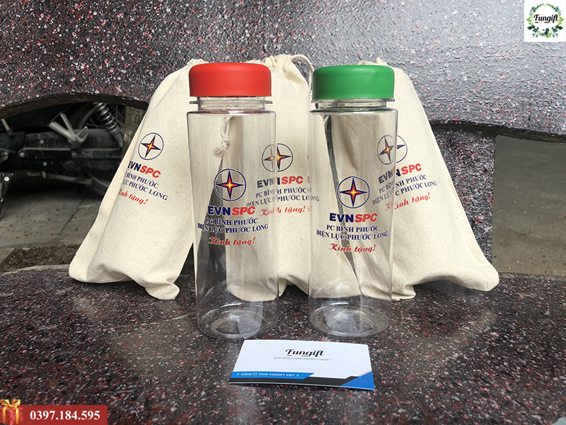 Quà tặng bình nước nhựa my bottle in logo cho EVN
