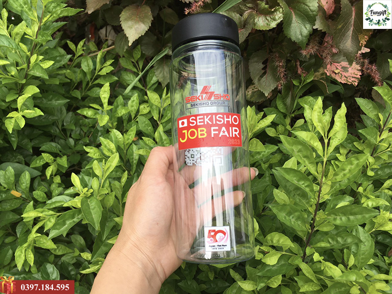 Bình nước nhựa in logo SekiSho in logo theo yêu cầu