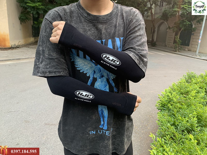 Găng tay chống nắng in logo HJC theo yêu cầu