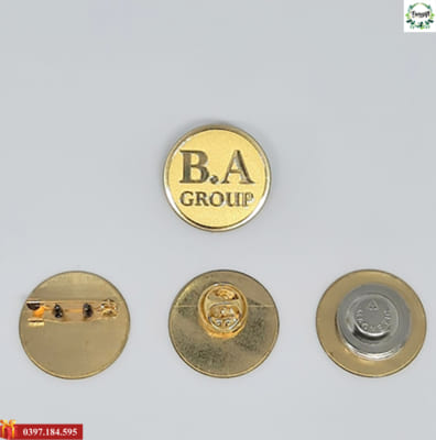 Huy hiệu cài áo logo dập nổi khắc lazer