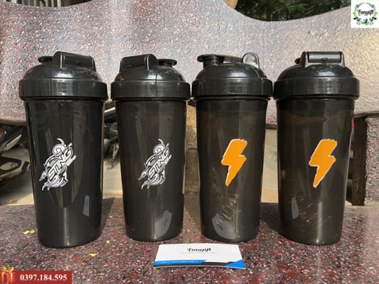 Bình shaker tập gym in logo theo yêu cầu