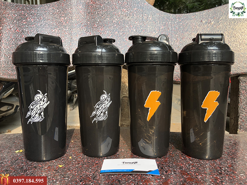 Bình shaker tập gym in logo theo yêu cầu