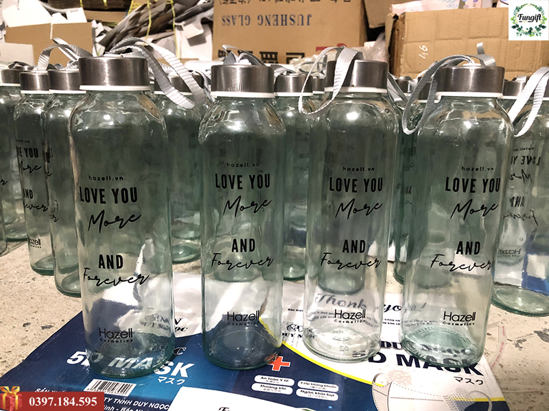 bình thủy tinh 500ml in logo làm quà tặng