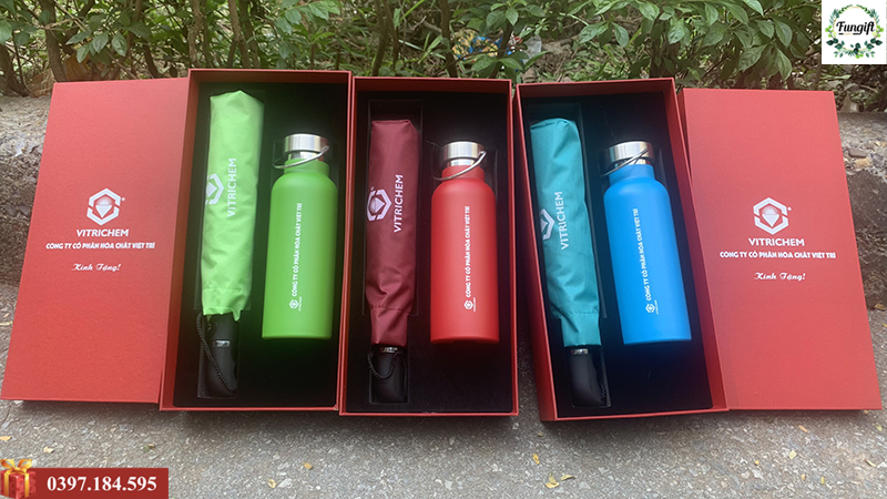 Bộ giftset bình giữ nhiệt và ô gấp gọn