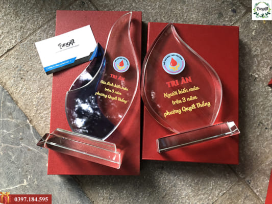 Cúp pha lê in logo theo yêu cầu