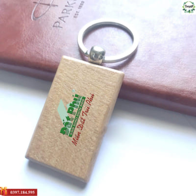Móc chìa khóa gỗ quà tặng in logo theo yêu cầu