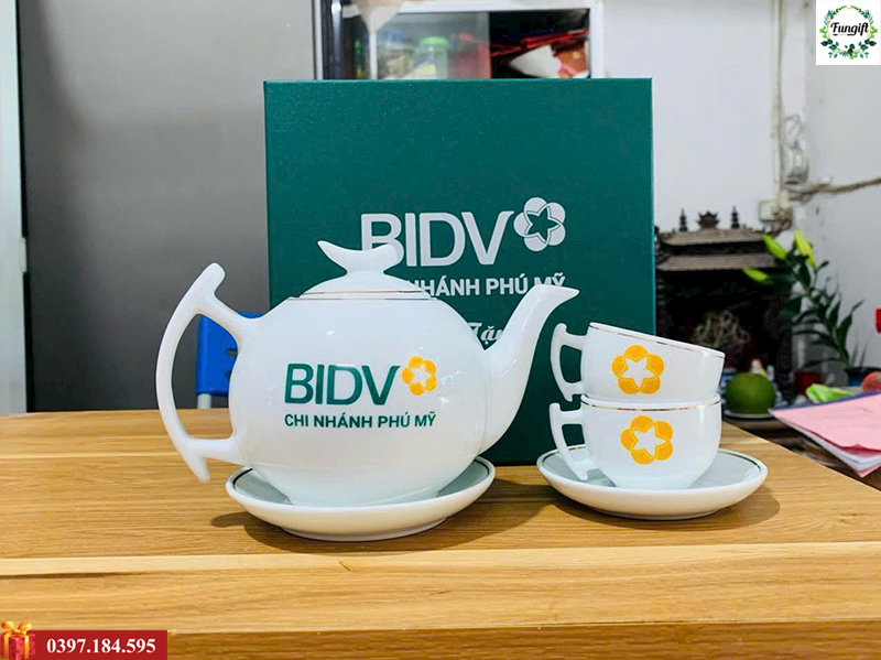 Bộ ấm chén in logo BIDV