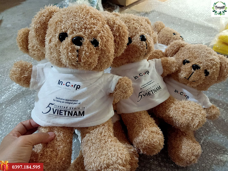 Gấu bông in logo InCorp theo yêu cầu