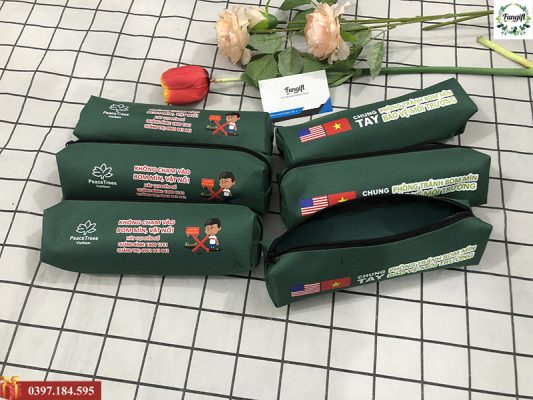 Hộp bút túi đựng bút học sinh in logo