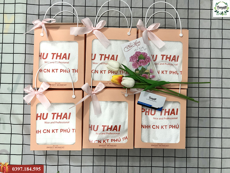 Bộ khăn quà tặng in logo cho doanh nghiệp
