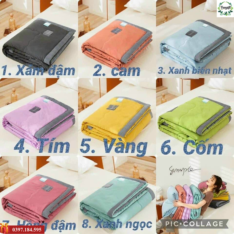 Chăn ngủ văn phòng chất dù trần bông