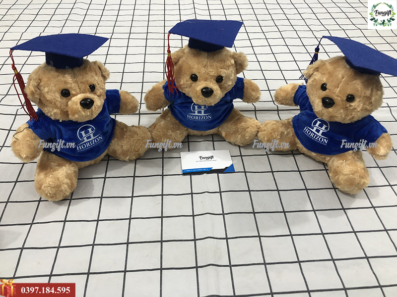 Gấu bông tốt nghiệp in logo trường