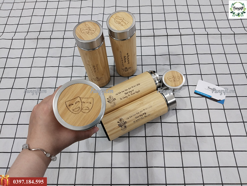 Bình tre giữ nhiệt khắc chữ số lượng lớn